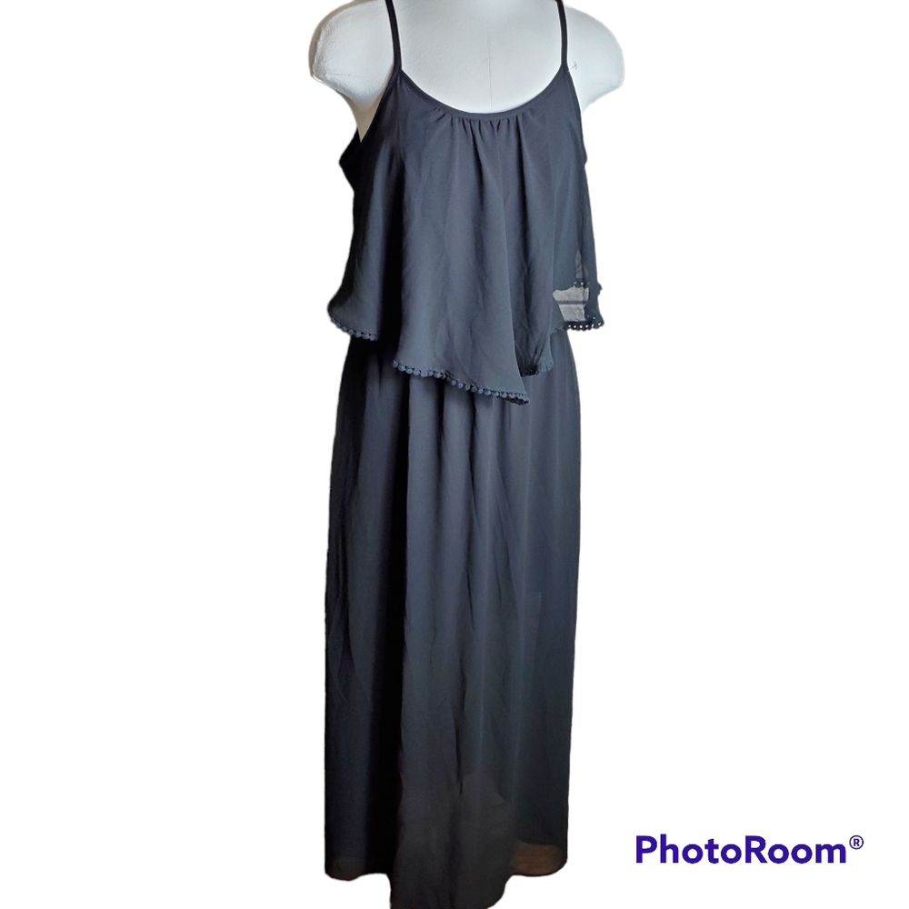 Xhilaration Black Gown Spaghetti Straps Evening Party Wear Sz Medium Pit to pi